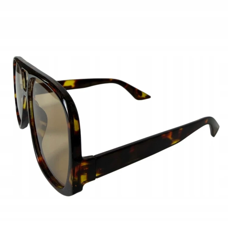 Duże okulary przeciwsłoneczne damskie panterka brązowe szkła modne