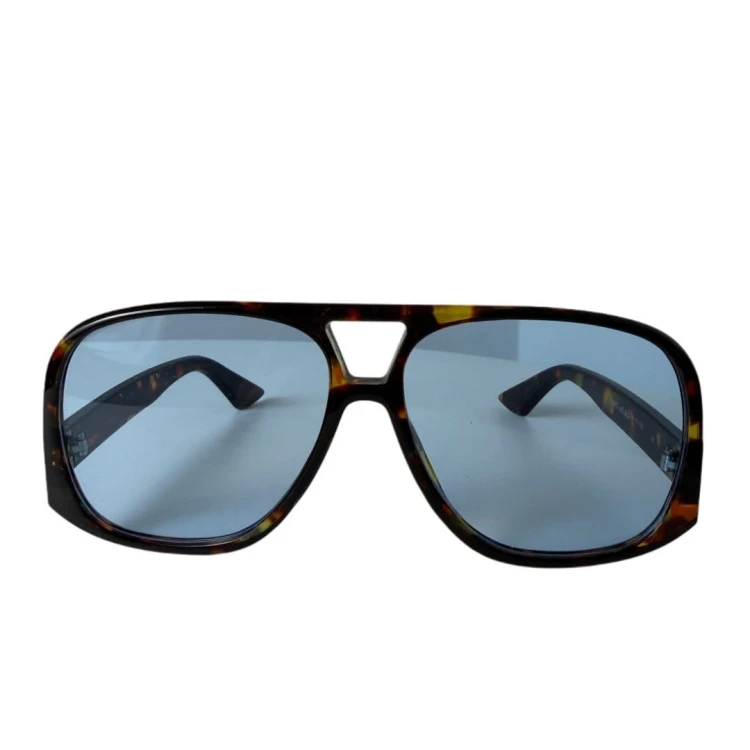 Duże okulary przeciwsłoneczne damskie panterka niebieskie szkła modne