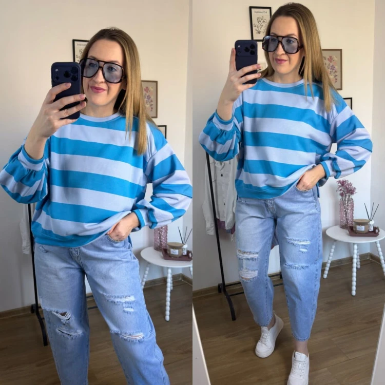 Duże okulary przeciwsłoneczne damskie panterka niebieskie szkła modne