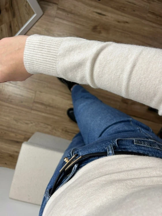 Gładki miękki klasyczny elastyczny golf basic dopasowany beżowy- COLLA