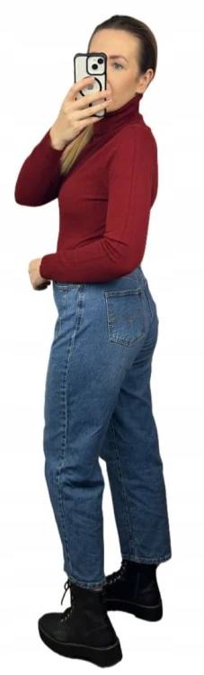 Gładki miękki klasyczny elastyczny golf basic dopasowany bordowy- COLLA