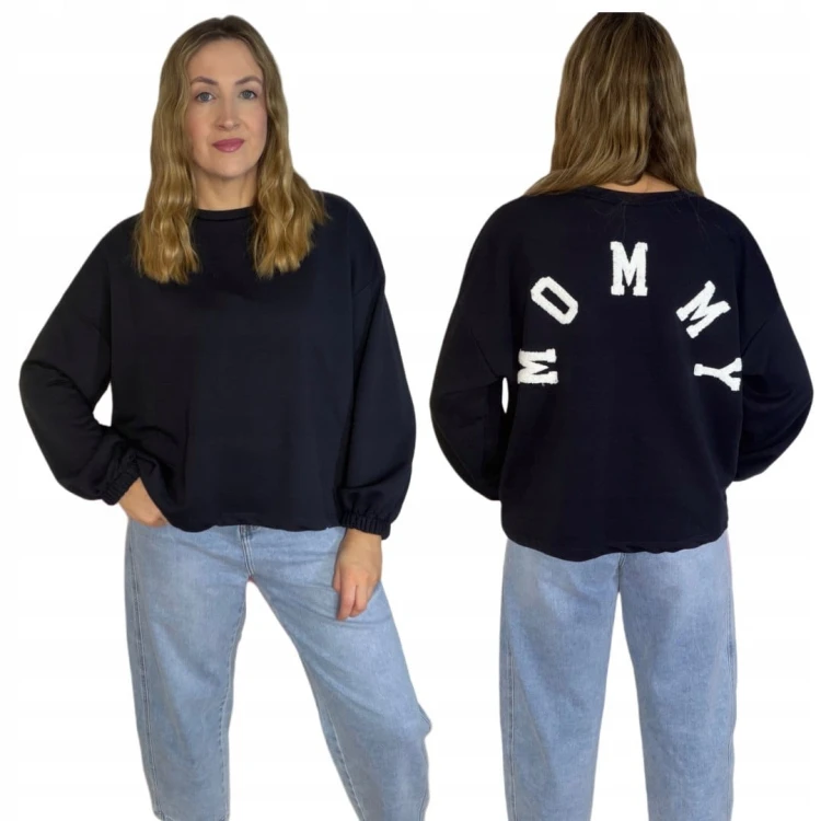 Granatowa bluza oversize luźna bawełniana Azara- MOMMY