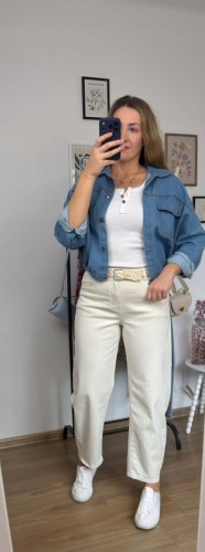 Jasne beżowe jeansy baggy dad barrel jeans szersze wiosna M.Sara M