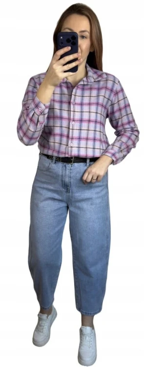 Jeansy spodnie jeansowe balloon niebieskie pasek M.Sara M- BALLOON FORM