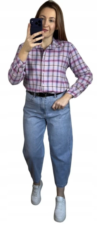 Jeansy spodnie jeansowe balloon niebieskie pasek M.Sara M- BALLOON FORM