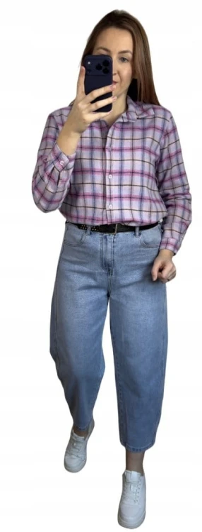 Jeansy spodnie jeansowe balloon niebieskie pasek M.Sara S- BALLOON FORM