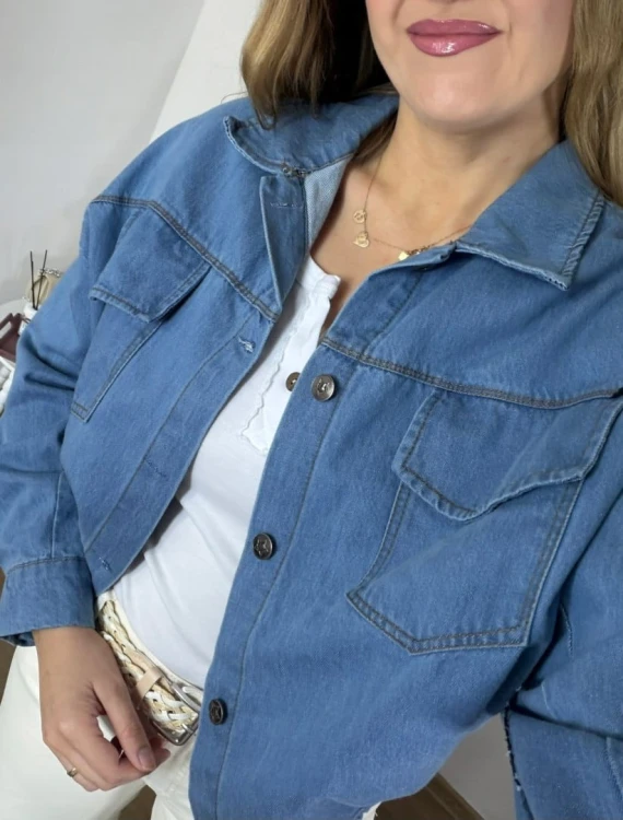 Katana bomberka oversize bawełniana jeansowa luźna niebieski jeans NEST- CITY DENIM