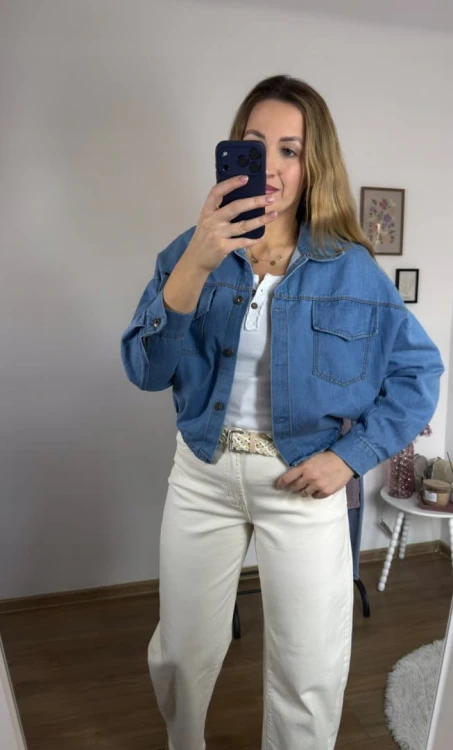 Katana bomberka oversize bawełniana jeansowa luźna niebieski jeans NEST- CITY DENIM