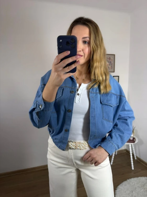 Katana bomberka oversize bawełniana jeansowa luźna niebieski jeans NEST- CITY DENIM