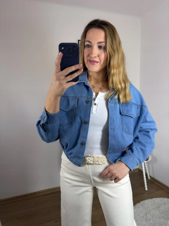 Katana bomberka oversize bawełniana jeansowa luźna niebieski jeans NEST- CITY DENIM