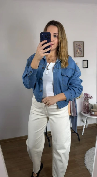 Katana bomberka oversize bawełniana jeansowa luźna niebieski jeans NEST- CITY DENIM