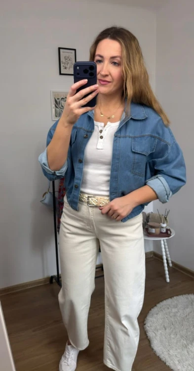 Katana bomberka oversize bawełniana jeansowa luźna niebieski jeans NEST- CITY DENIM