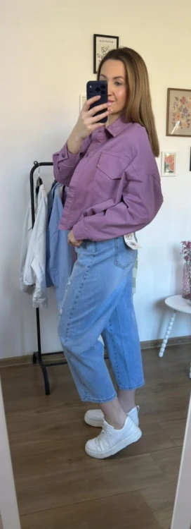 Katana bomberka oversize bawełniana luźna kieszenie jagodowa NEST- CITY