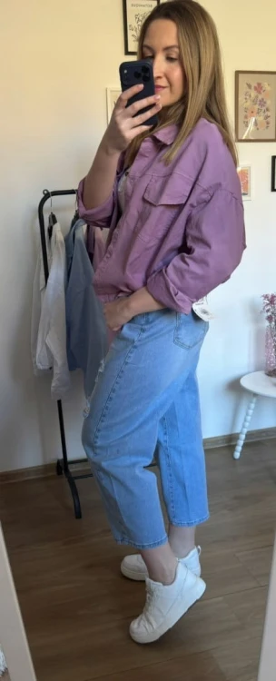 Katana bomberka oversize bawełniana luźna kieszenie jagodowa NEST- CITY