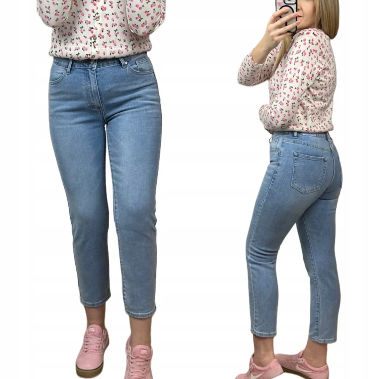 Klasyczne spodnie jeansowe mom fit jeans jeansy niebieskie Marivy XS