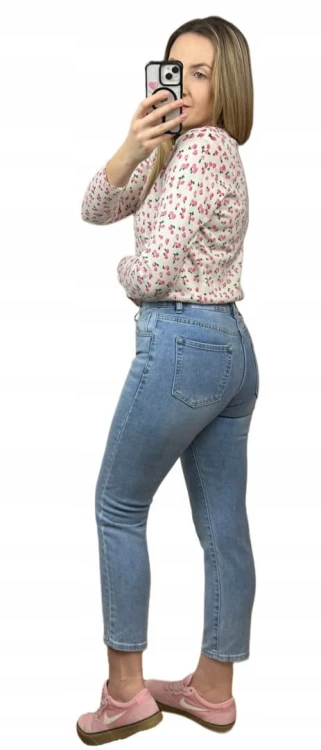 Klasyczne spodnie jeansowe mom fit jeans jeansy niebieskie Marivy XS