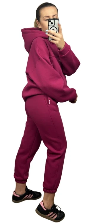Komplet dresowy bawełna bluza oversize spodnie dresowe burak/bordo Millagro- BASIC SET