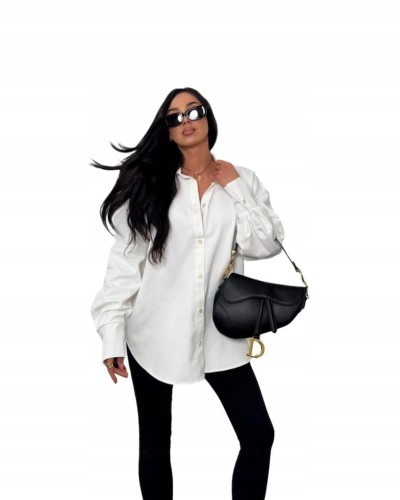 Koszula jeansowa katana bawełniana biała haft La Milla- STYLISH CLUB VIP