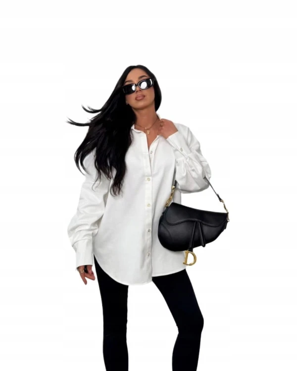 Koszula jeansowa katana bawełniana biała haft La Milla- STYLISH CLUB VIP