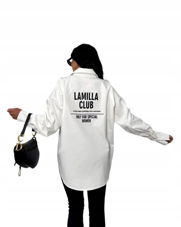 Koszula jeansowa katana bawełniana biała haft La Milla- STYLISH CLUB VIP