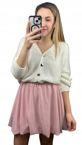 Krótka spódnica bombka różowa pudrowy róż luźna New Collection S M L