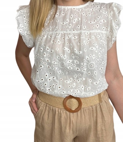 Krótkie spodenki luźne wiskoza len pasek beżowe wyższy stan S M L