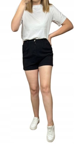 Krótkie spodenki szorty jeansowe czarne wysoki stan bawełna M.Sara XS