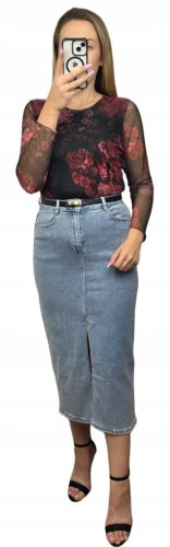 Laulia jeansowa spódnica ołówkowa midi z rozcięciem błękitna jeans 36 S URBAN BLUE