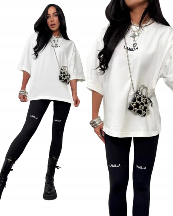 Legginsy czarne z haftem wysoki stan La Milla L