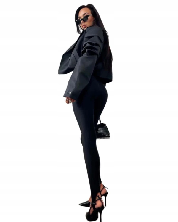 Legginsy narciarki błyszczące glossy czarne wiskozowe La Milla M 38- GLOSSY