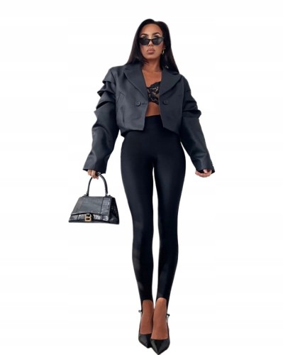 Legginsy narciarki błyszczące glossy czarne wiskozowe La Milla S 36- GLOSSY