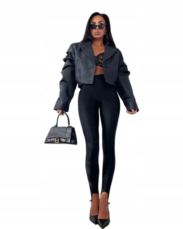 Legginsy narciarki błyszczące glossy czarne wiskozowe La Milla S 36- GLOSSY