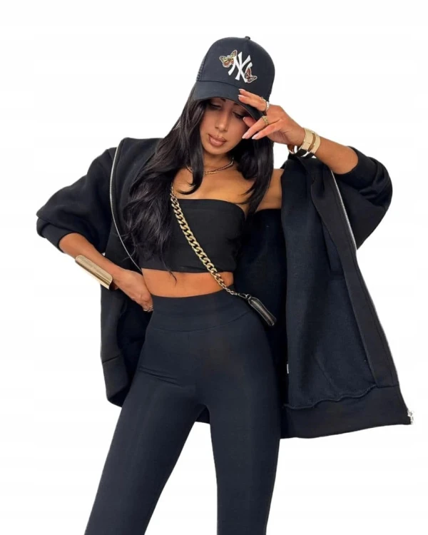 Legginsy narciarki błyszczące glossy czarne wiskozowe La Milla S 36- GLOSSY