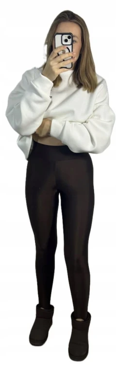 Legginsy narciarki błyszczące glossy czekoladowe wiskozowe La Milla L 40- GLOSSY