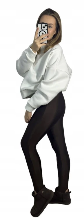 Legginsy narciarki błyszczące glossy czekoladowe wiskozowe La Milla L 40- GLOSSY