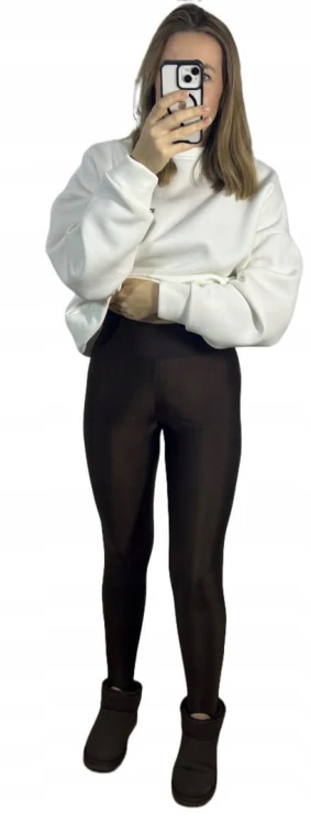 Legginsy narciarki błyszczące glossy czekoladowe wiskozowe La Milla S 36- GLOSSY