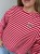 Lekka luźna bluza w poziome paski różowa czerwona haft Mooij- AMORE PARIS