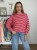 Lekka luźna bluza w poziome paski różowa czerwona haft Mooij- AMORE PARIS
