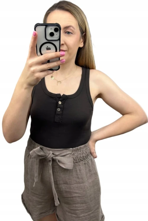 Lniane fango luźne szorty spodenki len kieszenie Lamya