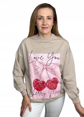 Luźna bluza oversize cherry wisienki słodka bawełniana The Fancy S M L