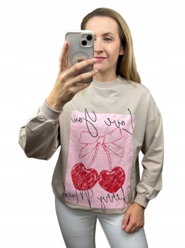 Luźna bluza oversize cherry wisienki słodka bawełniana The Fancy S M L