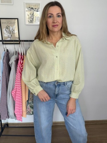 Luźna koszula bawełniana oversize w kratę żółta niebieska h-Trend- VELLA CHECK