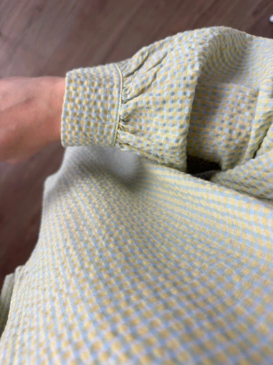 Luźna koszula bawełniana oversize w kratę żółta niebieska h-Trend- VELLA CHECK