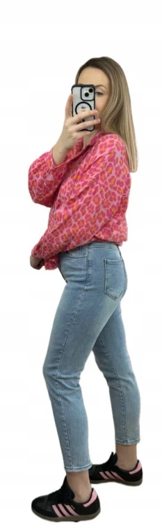 Luźna koszula muślinowa w panterkę cętki oversize muślin różowa pomarańcz