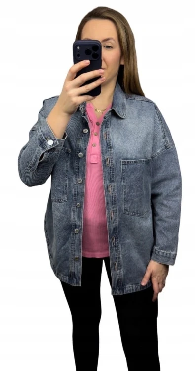 Luźna oversize kurtka katana koszula jeansowa dżinsowa niebieska Laulia L- DENVER