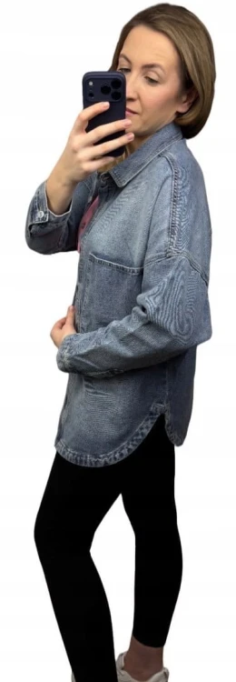 Luźna oversize kurtka katana koszula jeansowa dżinsowa niebieska Laulia M- DENVER