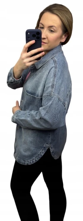 Luźna oversize kurtka katana koszula jeansowa dżinsowa niebieska Laulia M- DENVER