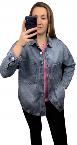 Luźna oversize kurtka katana koszula jeansowa dżinsowa niebieska Laulia XS- DENVER