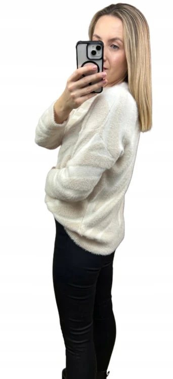 Miękki wzorzysty sweterek oversize luźny zebra wiskoza wełna