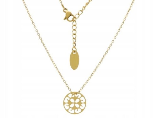 Naszyjnik stal chirurgiczna okrągła zawieszka kwiatek kwiat 316l